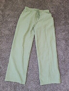 Grey Bandit Striped Pants Green And White Size Small